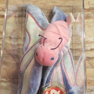 TY Beanie Babie Flitter the Butterfly Plush Toy - Pink/Purple.